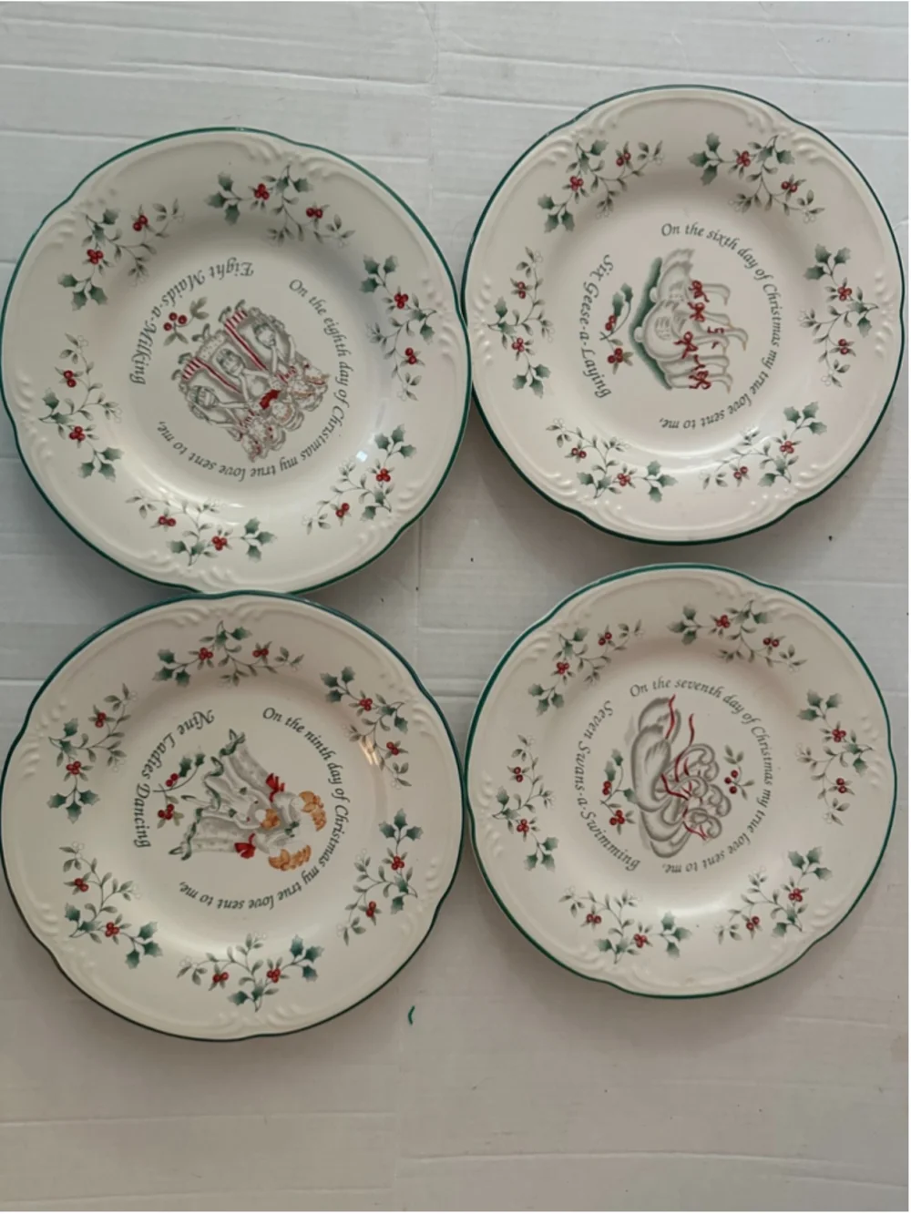 Pfaltzgraff Twelve Days of Christmas Plates 6 7 8 9 Set of 4 USA Vintage Holiday